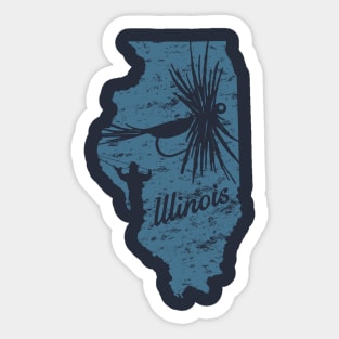 Illinois Distressed Fly Fishing State Map Sticker